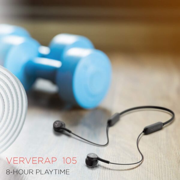 Motorola Ververap 105 Bluetooth Wireless Earbud in-Ear Neckband Headphone with Mic (Black) - Image 10