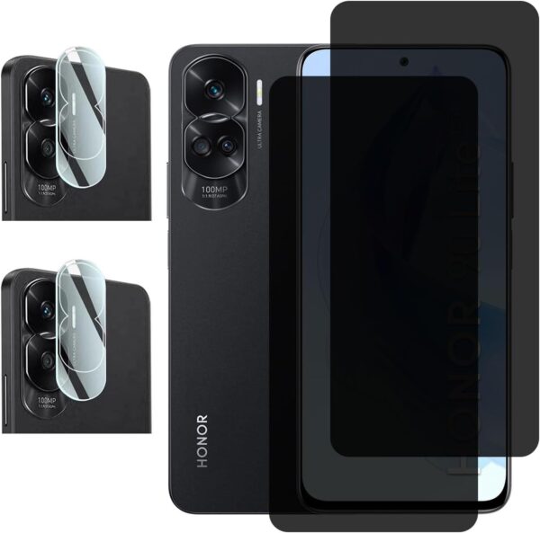Tujibeay (2+2pcs) Compatible with Honor 90 Lite Privacy Screen Protector and Camera Protection,Anti-SpyFull Covered,9H Hardness,Smooth Touch, No Bubble - Image 2
