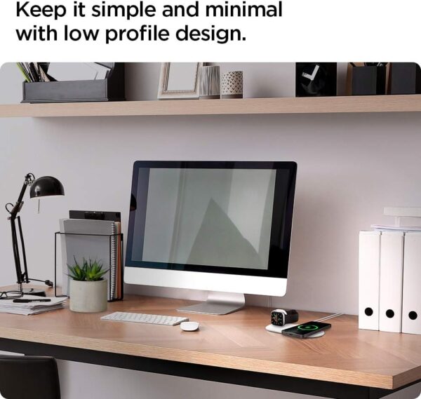Spigen Mag Fit Duo Designed for MagSafe Charger Pad/Designed for Apple Watch Stand for All Series - White - Image 6