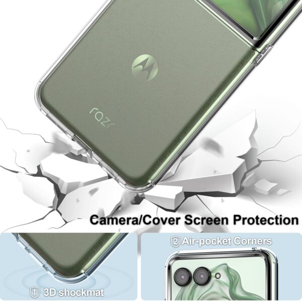 Foluu Clear Case for Motorola Razr 50 Ultra 2024 with Metal Tabs Holding Two Pieces, Hinge Protection, Slim Fit Scratch Resistant TPU Silicone Shockproof Protective Cover for Moto Razr 50 Ultra 2024 - Image 6