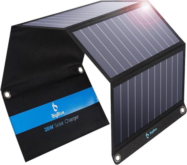 BigBlue 28W Solar Charger Foldable with Digital Ammeter, Outdoor Solar Powered Charger With SunPower Solar Panels Dual USB Ports(5V/4A Overall) for iPhone iPad Samsung Galaxy LG Cellphones and Devices - Image 2