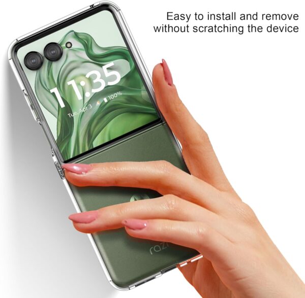 Foluu Clear Case for Motorola Razr 50 Ultra 2024 with Metal Tabs Holding Two Pieces, Hinge Protection, Slim Fit Scratch Resistant TPU Silicone Shockproof Protective Cover for Moto Razr 50 Ultra 2024 - Image 4