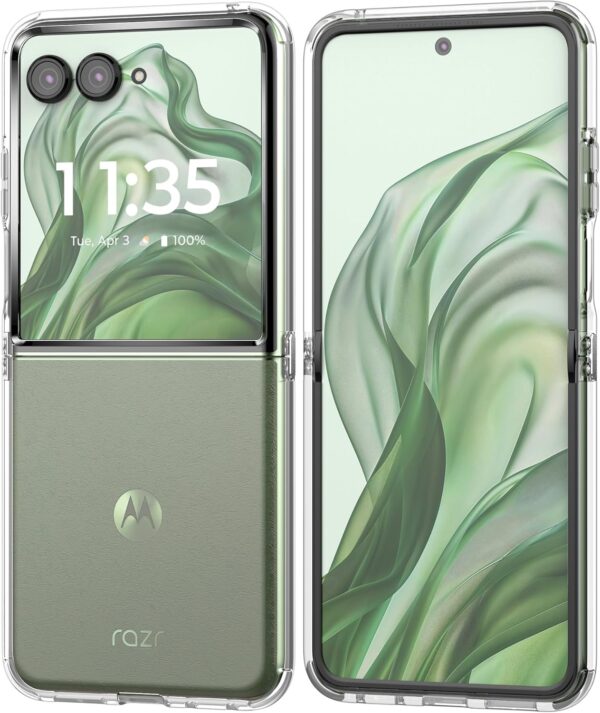 Foluu Clear Case for Motorola Razr 50 Ultra 2024 with Metal Tabs Holding Two Pieces, Hinge Protection, Slim Fit Scratch Resistant TPU Silicone Shockproof Protective Cover for Moto Razr 50 Ultra 2024 - Image 9