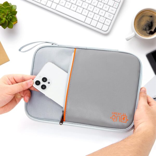 Joyzzz Electronic Accessory Bag, Electronics Organizer, Travel Cord Organizer Case with Grid Layered, Compact Electronics Accessories Bag for Cable, Cord, Charger, Phone, Hard Drive (Grey) - Image 8