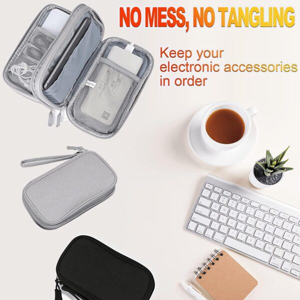 Portable Electronic Accessories Bag Organizer, Travel Gadgets Storage Case Cable Organizer Pouch Compatible for Charger USB Cables SD Memory Cards Earphone Flash Hard Drive Phone Power Bank, Black S - Image 7