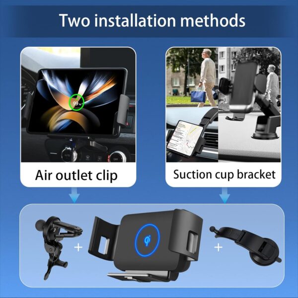 DOODBI Wireless Car Charger Mount for Galaxy Z Fold 4/3 car Mount/Accessories,Fast Charging Phone Holder for Galaxy Z Fold 4/3/2/S22 Ultra, iPhone 13 Pro Max,Google Pixel 6 Pro - Image 6