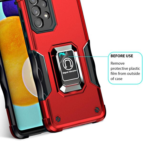 TJS Compatible with Motorola Moto Edge 5G 2021 Case, Moto Edge 5G UW Case, with Tempered Glass Screen Protector Defender Metal Ring Magnetic Support Kickstand Heavy Duty Protector Phone Case (Blue) - Image 9