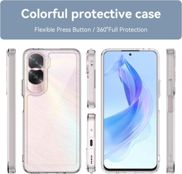 EabHulie Honor 90 Lite Case, Clear PC Back TPU Bumper Case Cover for Honor 90 Lite Transparent - Image 3