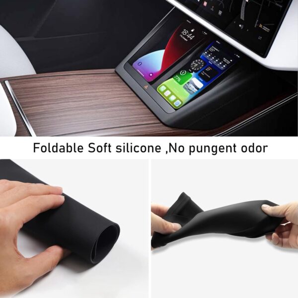 Yumzeco Compatible with 2021-2024 Tesla Model S Model X Wireless Charging Mat Silicone Mat,Model S Model X Center Console Charger Mat 2021 2022 2023 2024 Model S X Accessories - Image 9