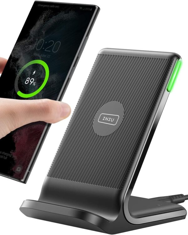 INIU Wireless Charger, 15W Qi Certified Fast Wireless Charging Stand with Sleep-Friendly Adaptive Light for iPhone 16 15 14 13 12 11 Pro Max XS Plus Samsung Galaxy S23 S22 Ultra S21 S20 Note 20 Google - Image 2