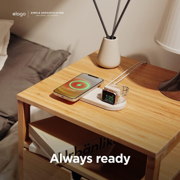 elago W Stand Designed for MagSafe Charger Stand for All Apple Watch Chargers, iPhone 16, 15, 14, 13, 12 Series/AirPods Pro, AirPods Pro 2, AirPods 3, 4 - [Stone] [Charging Cable Not Included] - Image 3