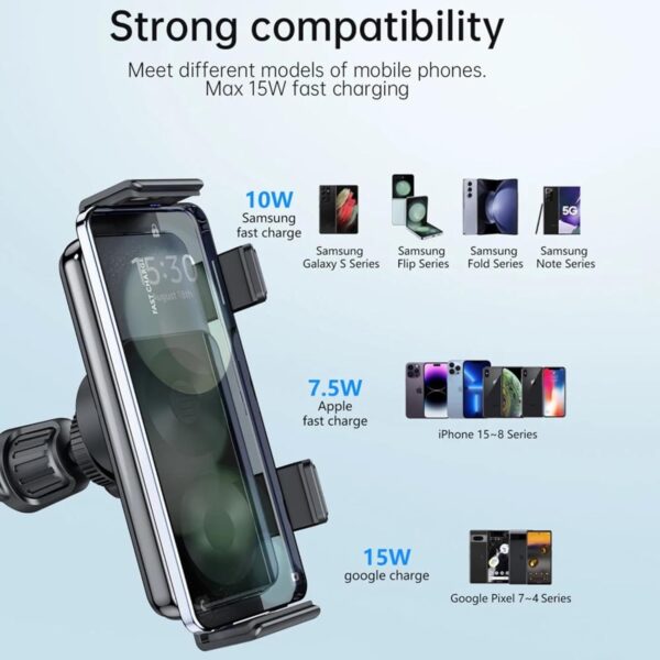 KASTWAVE Wireless Car Charger Mount, Rotatable [Dual Coils] Fast Charging Phone Holder, for Samsung Galaxy Z Fold 5/4/3/2, Air Vent and Dashboard Cell Phone Mount for Galaxy Z Fold/Apple Accessories - Image 9