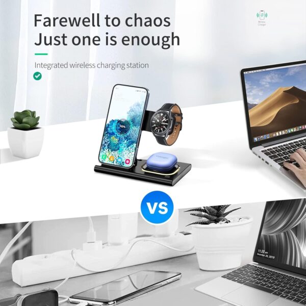 Azonee Wireless Charger for Samsung S23 Ultra, 3 in 1 Samsung Charging Station for Samsung S23+/S22 Ultra/S22/Z Fold 4/Z Flip 4, Samsung Watch Charger for Galaxy Watch 5/5 Pro/4/3/Active 2 - Image 5
