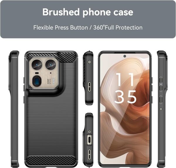 TINGYR Case for Motorola Edge 50 Ultra, Ultra Slim Flexible TPU Shock Absorption, Anti-Scratch, Premium Flexible Rubber Cover, Cover for Motorola Edge 50 Ultra Smartphone.(Black) - Image 3