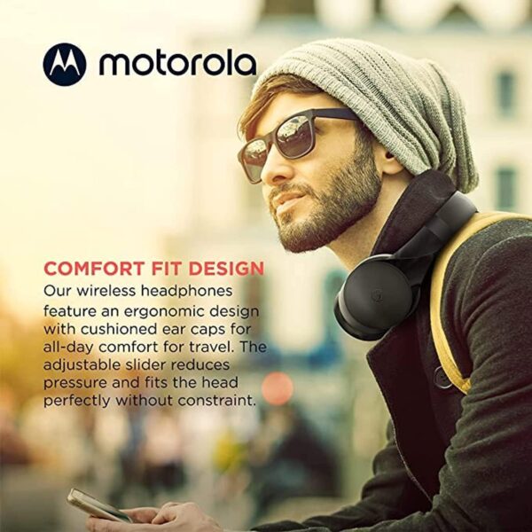 Motorola Bluetooth Wireless Headphones With Microphone, Moto Xt500+ Over-Ear Headphones In-Line Control For Calls - Foldable Head Phones, Adjustable Headband, Clear Sound - Black - Image 5