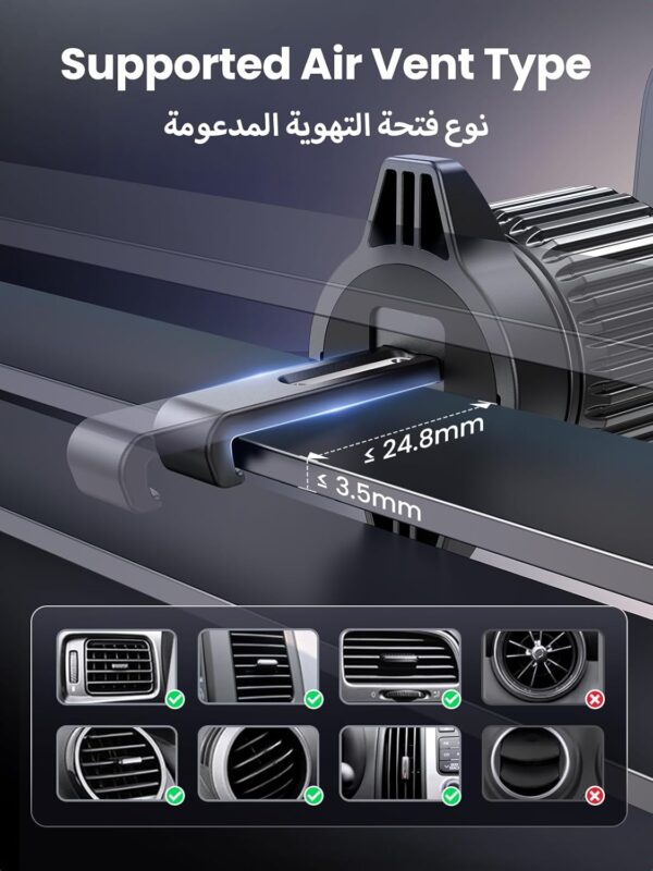 UGREEN iPhone Magsafe Charger Car Wireless Charging Holder Air Vent Car Cradle Stable Hook, Magnetic Wireless Car Charger, Car Holder Magsafe Charger for iPhone 16/15/14/13/Series, Black Leather Panel - Image 7