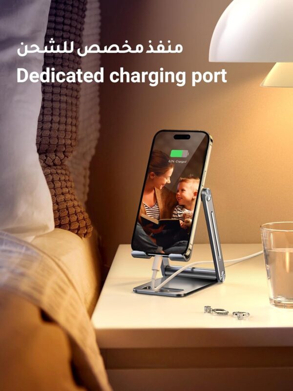 UGREEN Phone Stand Aluminum Mobile Stand Adjustable Mobile Holder Foldable Phone holder, Desktop iPhone Stand Compatible with All Mobile Phone, iPhone 16 Pro Max/16 Pro/16, Galaxy S23 S24 Ultra (Grey) - Image 6