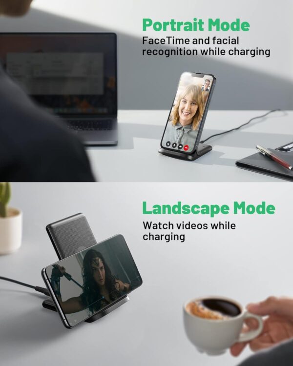INIU Wireless Charger, 15W Qi Certified Fast Wireless Charging Stand with Sleep-Friendly Adaptive Light for iPhone 16 15 14 13 12 11 Pro Max XS Plus Samsung Galaxy S23 S22 Ultra S21 S20 Note 20 Google - Image 7