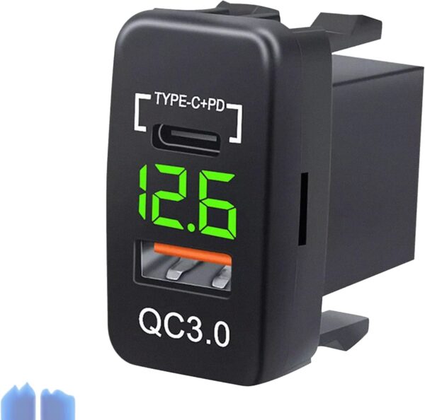 NALACAL USB Quick Charger Socket 12V/24V 38W 3.0 USB &Type-C PD Outlet USB Multi Port Charge Power Adapter with LED Voltmeter Display for Car Truck Golf Boat Marine RV Motorcycle-1 PCS - Image 2