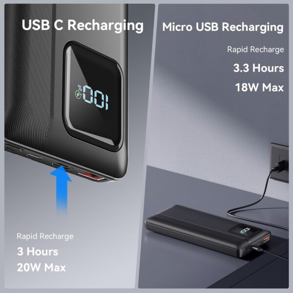 Garlo Power Bank Portable Charger 10000mAh 22.5W Fast Charging Mini Powerbank with Built in USB C and IOS Cables, Mobile Phones Battery Pack for iPhone Android iPad Samsung Google Pixel LG - Image 10