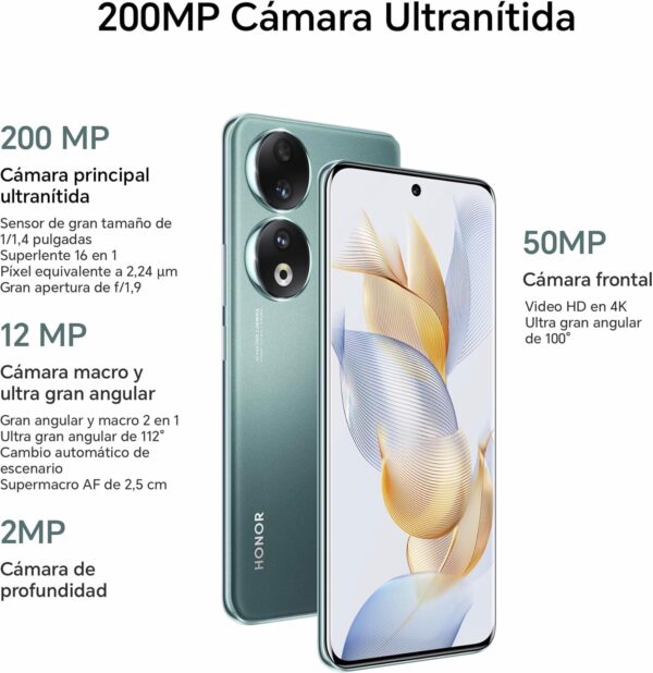 Honor 90 Dual-SIM 512GB ROM + 12GB RAM (Only GSM | No CDMA) Factory Unlocked 5G Smartphone (Emerald Green) - International Version - Image 3