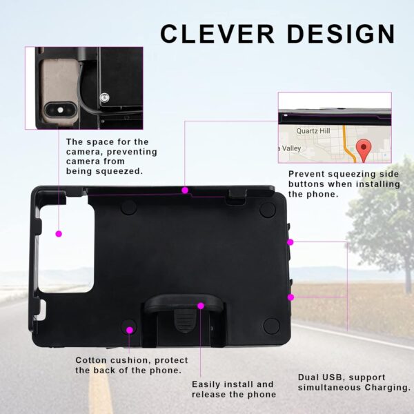 MDPROMCP R1200GS Motorcycle Phone Holder with Double USB Charger Mobile Phone Mount GPS Navigation Bracket Compatible with F700GS F800GS R1200GS R1250GS CRF1000L Africa Twin 12MM Roll Bar - Image 5