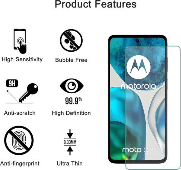 HYGMOCC Designed for Motorola MOTO G52 / MOTO G82 Tempered Glass Screen Protector, Anti-Scratch, Bubble-Free, 9H Hardness, Case Friendly (Pack of 2) - Image 4