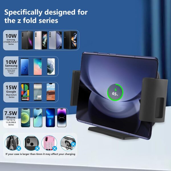 DOODBI Wireless Car Charger Mount for Galaxy Z Fold 4/3 car Mount/Accessories,Fast Charging Phone Holder for Galaxy Z Fold 4/3/2/S22 Ultra, iPhone 13 Pro Max,Google Pixel 6 Pro - Image 5
