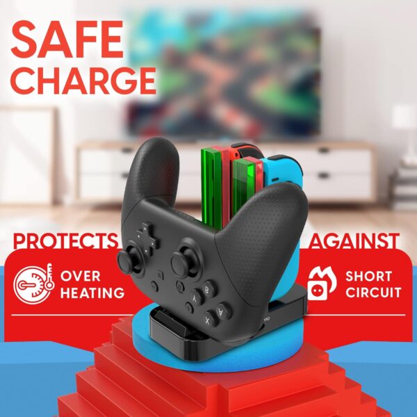 TalkWorks Joycon Charging Dock for Nintendo Switch - Controller and Joycons Charger Base Station Stand Holder - Remote Game Accessories Organizer for Right/Left Joy Con - Image 4