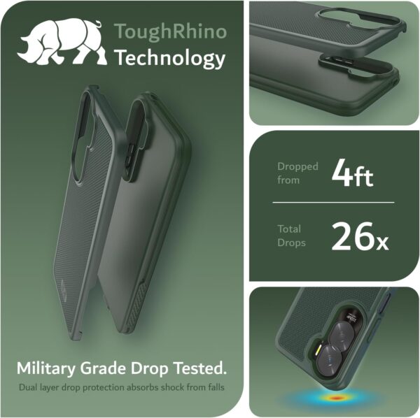 TUDIA DualShield Grip Compatible with Honor 90 Lite Case 5G, [MergeGrip] Dual Layer Shockproof Slim Military Grade Non-Slip Tough Heavy Duty Protective Phone Case Cover (Pine Green) - Image 4
