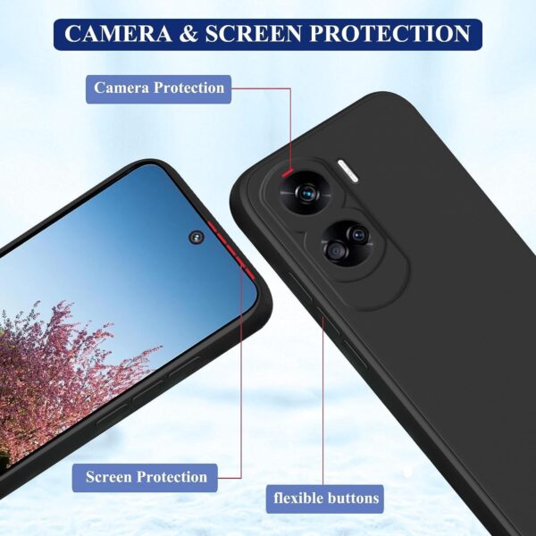 Silicone Case for Honor 90 Lite Cover, Liquid Gel Rubber Bumper Case with Soft Microfiber Lining Cushion Slim Hard Shell Shockproof Protective Cover for Honor 90 Lite 5G (Black) - Image 4