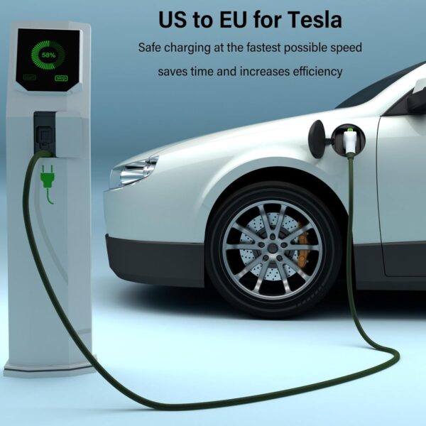BROLEO EV Charging Adapter, 32A 7KW US to EU Charging Adapter, IP54 Waterproof Electric Car Charging Converter with Security Lock for Tesla Wall Destination Mobile Charging - Image 3