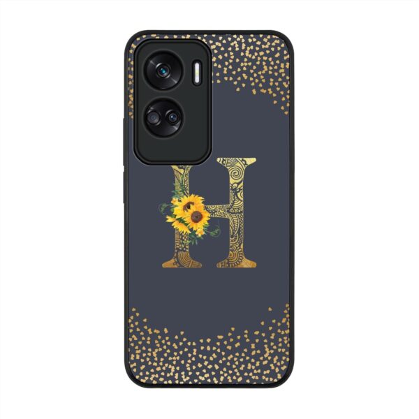 Stylizedd Cover for Honor 90 Lite 5G / Honor X50i 5G Case, Rugged Black Custom Monogram Initial Letter Mandala Floral Pattern Protective Phone Cases - Alphabet - H (Grey) - Image 2