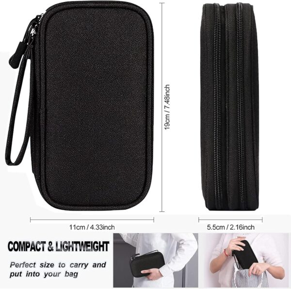 Portable Electronic Accessories Bag Organizer, Travel Gadgets Storage Case Cable Organizer Pouch Compatible for Charger USB Cables SD Memory Cards Earphone Flash Hard Drive Phone Power Bank, Black S - Image 5