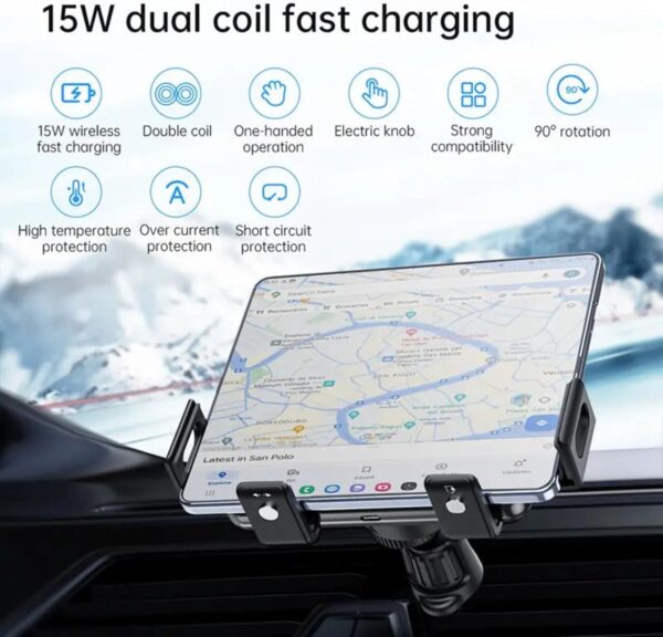 KASTWAVE Wireless Car Charger Mount, Rotatable [Dual Coils] Fast Charging Phone Holder, for Samsung Galaxy Z Fold 5/4/3/2, Air Vent and Dashboard Cell Phone Mount for Galaxy Z Fold/Apple Accessories - Image 8