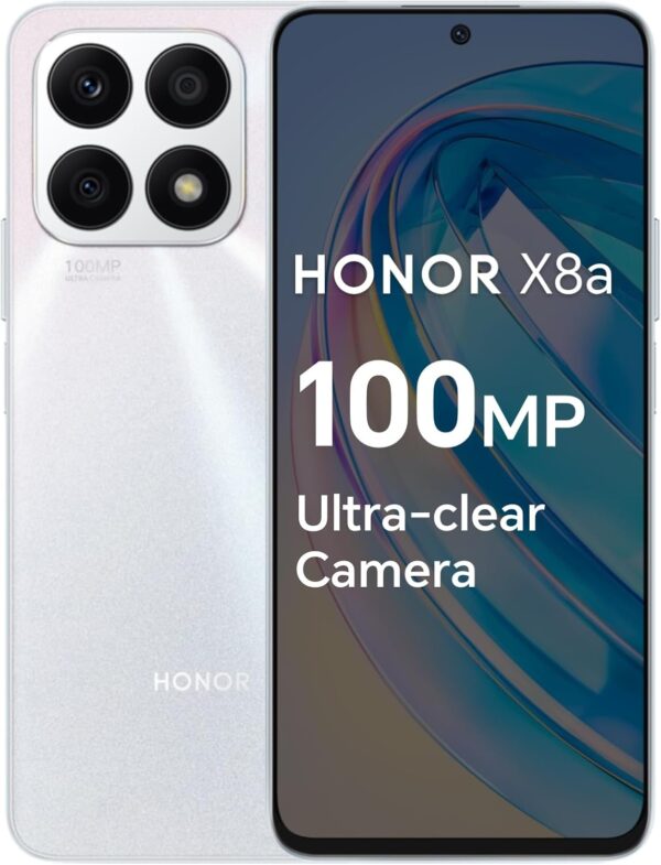 HONOR X8a Mobile Phone Unlocked, 100MP Triple Camera, 6.7" 90Hz Fullview Display, 6 GB+128 GB, Android 12, Dual SIM, Titanium Silver - Image 2