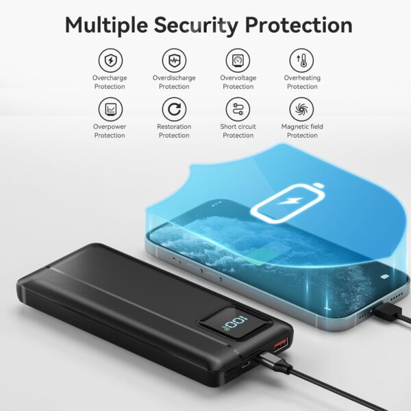 Garlo Power Bank Portable Charger 10000mAh 22.5W Fast Charging Mini Powerbank with Built in USB C and IOS Cables, Mobile Phones Battery Pack for iPhone Android iPad Samsung Google Pixel LG - Image 6