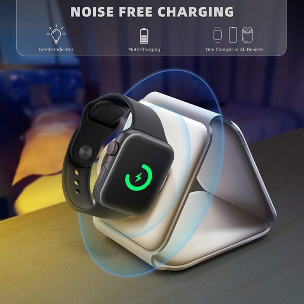 Padom 3 in 1 Wireless Charger,Magnetic Foldable Charging Station,Fast Wireless Charging Pad (WHITE) USB - Image 6