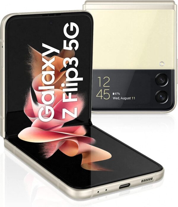Samsung Galaxy Z Flip3 5G Single SIM and e SIM Smartphone 128GB Storage and 8GB RAM, Cream (UAE Version) - Image 2
