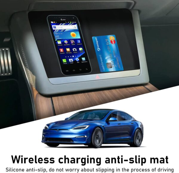 Yumzeco Compatible with 2021-2024 Tesla Model S Model X Wireless Charging Mat Silicone Mat,Model S Model X Center Console Charger Mat 2021 2022 2023 2024 Model S X Accessories - Image 4