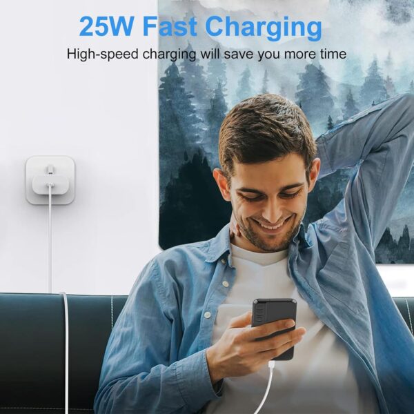 Nozibye 25W Fast Charger Plug for Samsung Galaxy with 2PCS 5 FT USB C Cable (White) - Image 8
