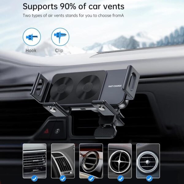 KASTWAVE Wireless Car Charger Mount, Rotatable [Dual Coils] Fast Charging Phone Holder, for Samsung Galaxy Z Fold 5/4/3/2, Air Vent and Dashboard Cell Phone Mount for Galaxy Z Fold/Apple Accessories - Image 6