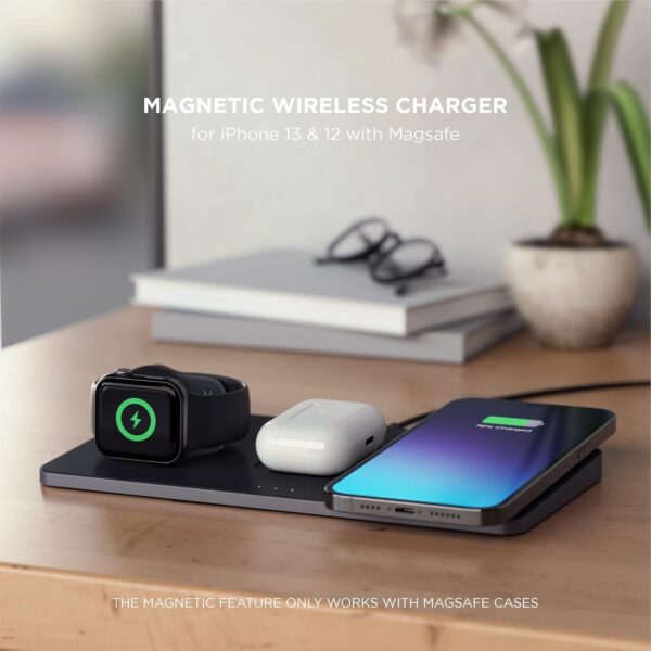Satechi Trio Wireless Charger with Magnetic Pad –Qi Certified– Compatible with iPhone 13 Pro Max/13 Pro/13, iPhone 12 Pro Max/12 Pro/12/12 mini, AirPods Pro/Gen 3, Apple Watch Series 7/6/SE/5/4/3/2/1 - Image 5
