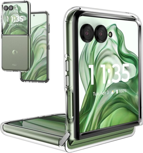 Foluu Clear Case for Motorola Razr 50 Ultra 2024 with Metal Tabs Holding Two Pieces, Hinge Protection, Slim Fit Scratch Resistant TPU Silicone Shockproof Protective Cover for Moto Razr 50 Ultra 2024 - Image 2