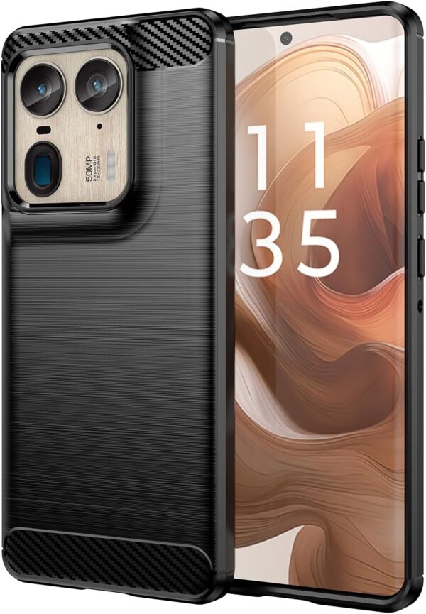 TINGYR Case for Motorola Edge 50 Ultra, Ultra Slim Flexible TPU Shock Absorption, Anti-Scratch, Premium Flexible Rubber Cover, Cover for Motorola Edge 50 Ultra Smartphone.(Black) - Image 2