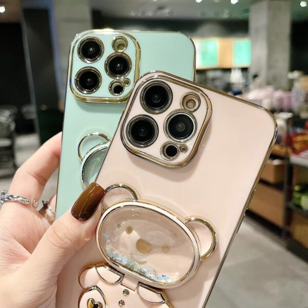 Tivenfezk Nadoli for Honor 90 Lite Flowing Bear Kickstand Case,Women Men Girls Slim Soft 3D Plating Glitter Make UP Mirror Stand Flexible TPU Shockproof Protective Cover Case - Image 3