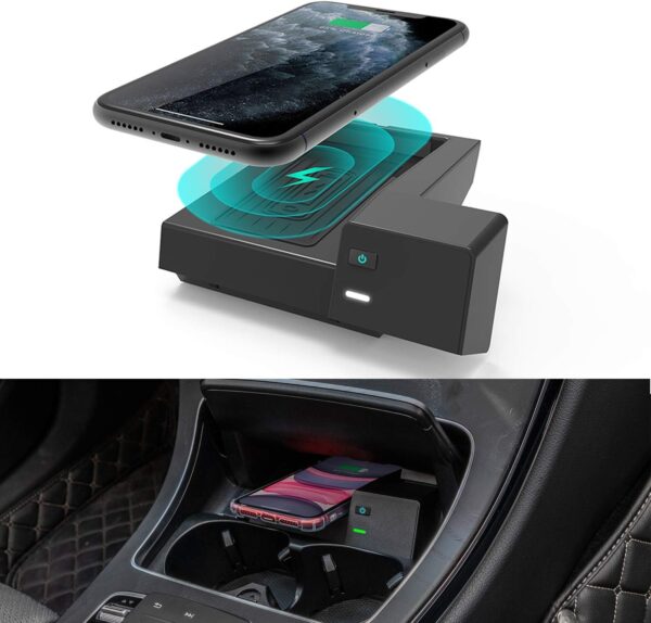 CarQiWireless Wireless Car Charger for Mercedes Benz C-Class GLC Accessories 2021-2015 for Mercedes-Benz C300 C43 AMG C63 AMG C63 AMG S GLC300 GLC350e GLC43 AMG GLC63 AMG GLC63 AMG S Accessories - Image 2