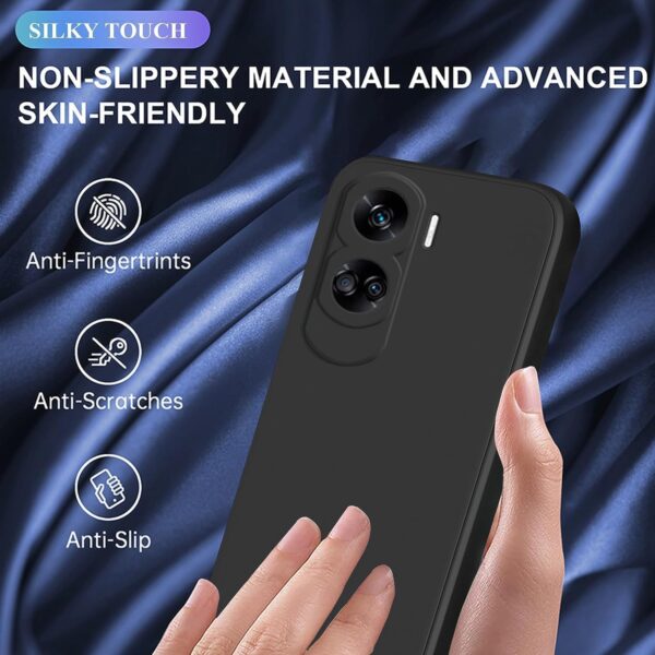 Silicone Case for Honor 90 Lite Cover, Liquid Gel Rubber Bumper Case with Soft Microfiber Lining Cushion Slim Hard Shell Shockproof Protective Cover for Honor 90 Lite 5G (Black) - Image 3