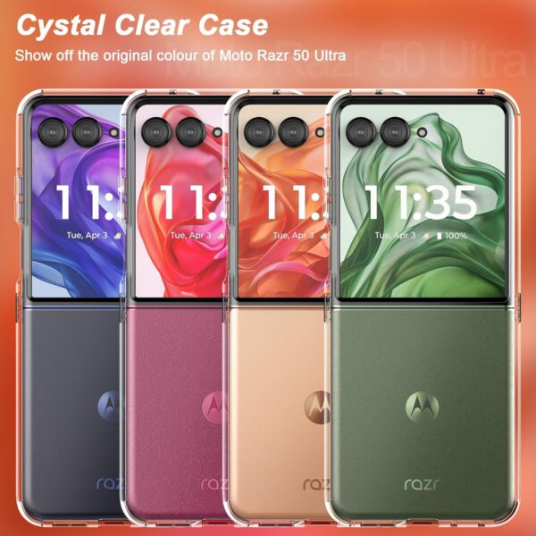 Foluu Clear Case for Motorola Razr 50 Ultra 2024 with Metal Tabs Holding Two Pieces, Hinge Protection, Slim Fit Scratch Resistant TPU Silicone Shockproof Protective Cover for Moto Razr 50 Ultra 2024 - Image 8