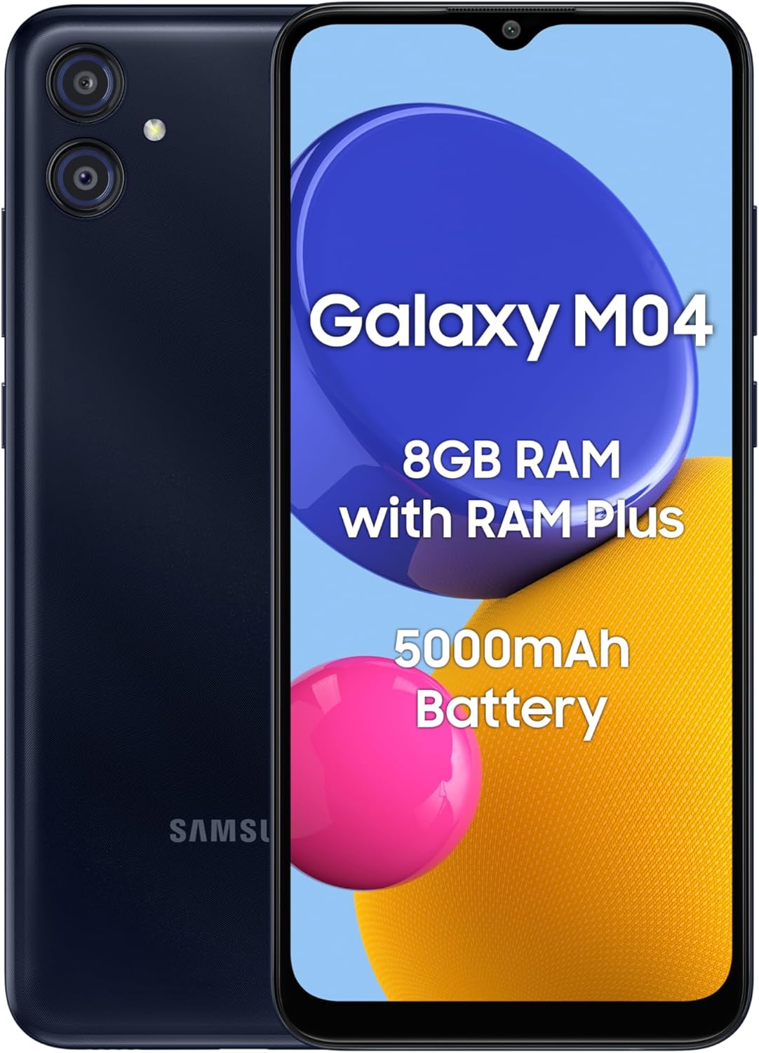 Samsung Galaxy M04 Dark Blue, 4GB RAM, 64GB Storage | Upto 8GB RAM with RAM Plus | MediaTek Helio P35 Octa-core Processor | 5000 mAh Battery | 13MP Dual Camera - Image 3